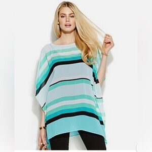 Michael Kors Teal and Black Striped Tunic S/M